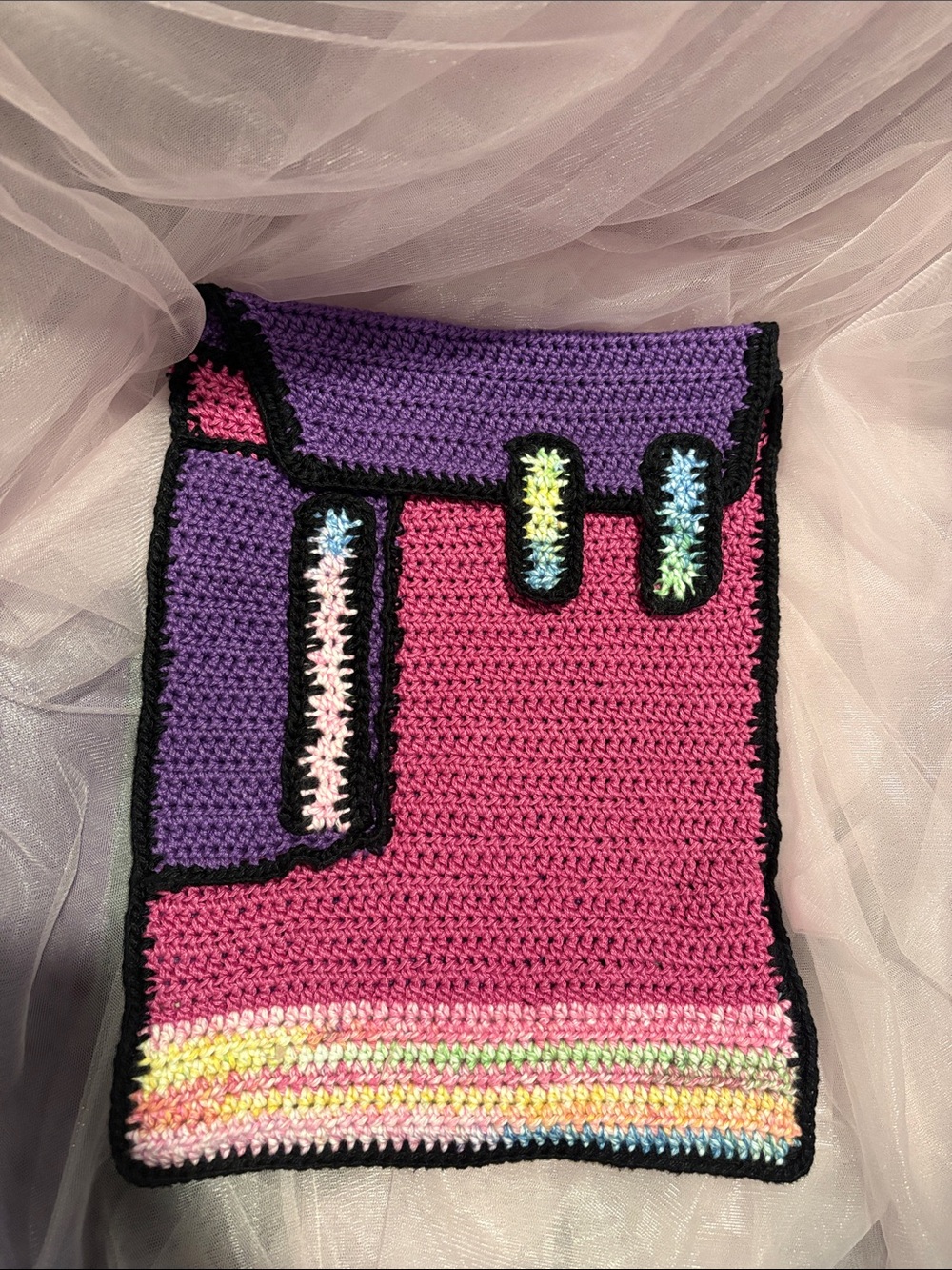 Handmade Pink & Purple Crochet Book keeper
